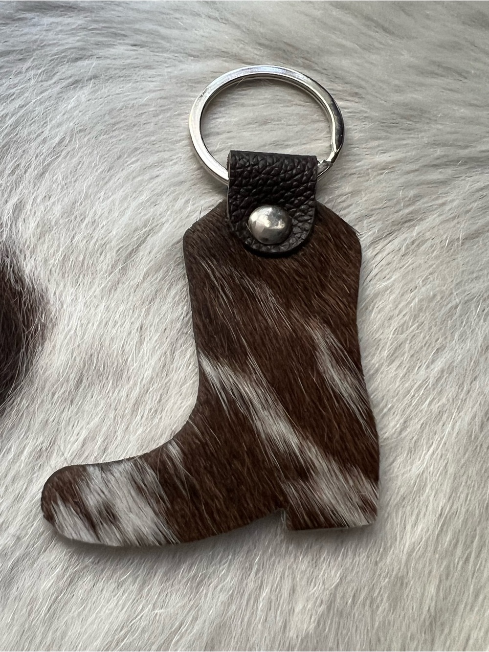 Natural Brown Cowhide Boot Keychain